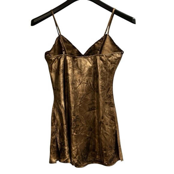 Y2K Xhiliration Top S Brown Satin Babydoll Beaded Fairy‎ Whimsy Hippie Ethereal - Picture 2 of 11